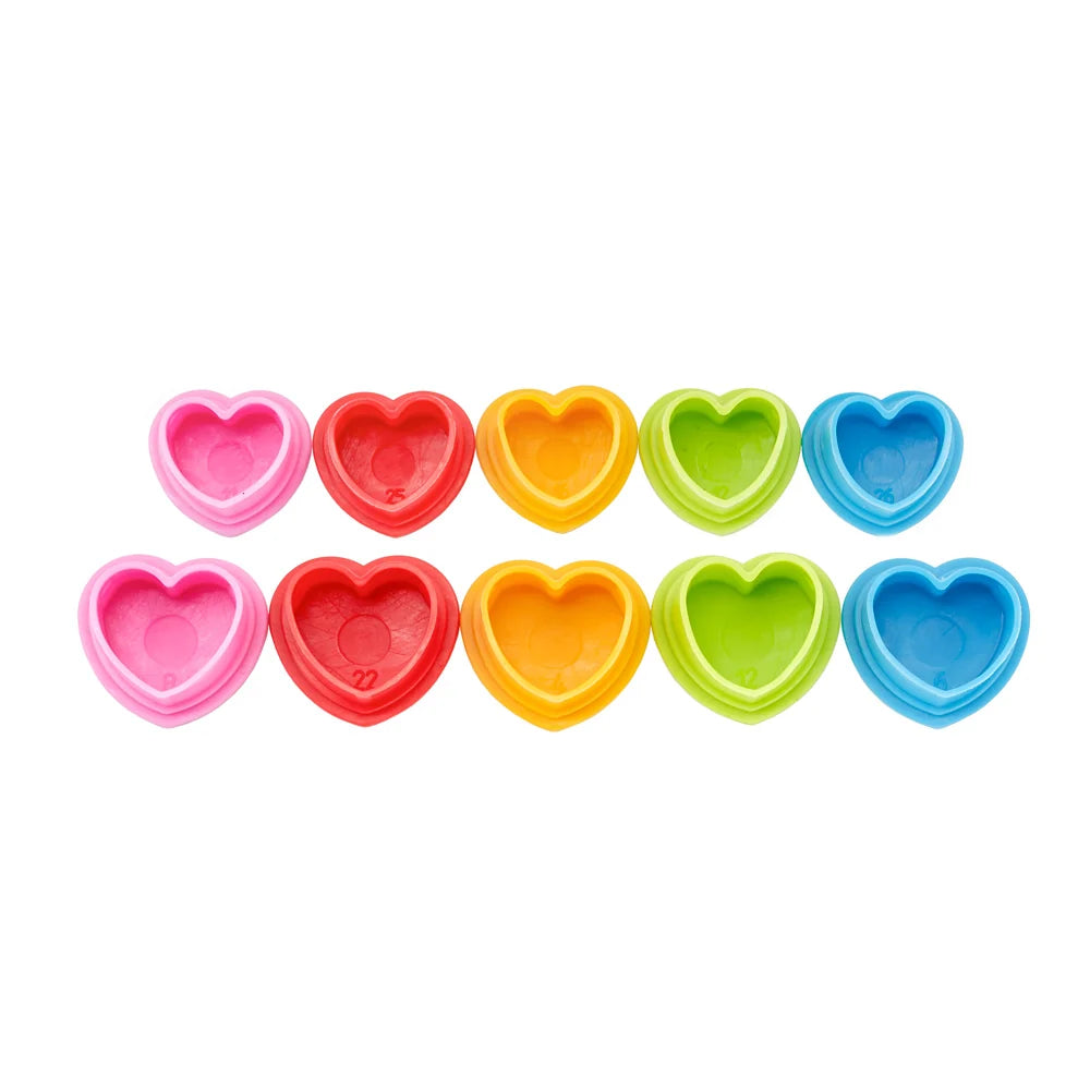 Saferly Heart Silicone Ink Caps — Pick Your Size — RAINBOW — Bag Of 500
